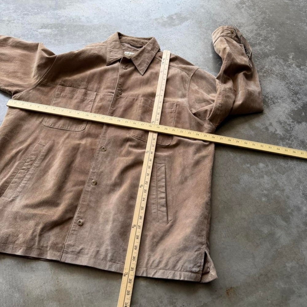 Vintage 90's mocha brown suede leather button up over shirt size XL perry ellis - Picture 7 of 7